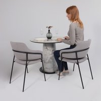 Кухонный стол Lepremo AV 2317 МДФ+керамика 900 (натуральный глянцевый Gold Jade/черный+HPL виктори натуральный)