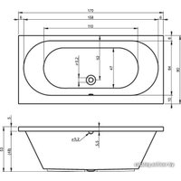 Ванна Riho Carolina 170x80 (с ножками)