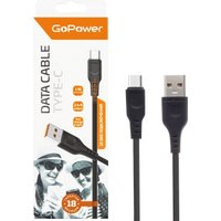 Кабель GoPower 00-00018566 USB Type-A - USB Type-C (1 м, черный)