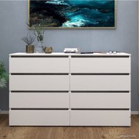 Комод Кортекс-мебель Бари 160 8ш (белый/белый/береза)