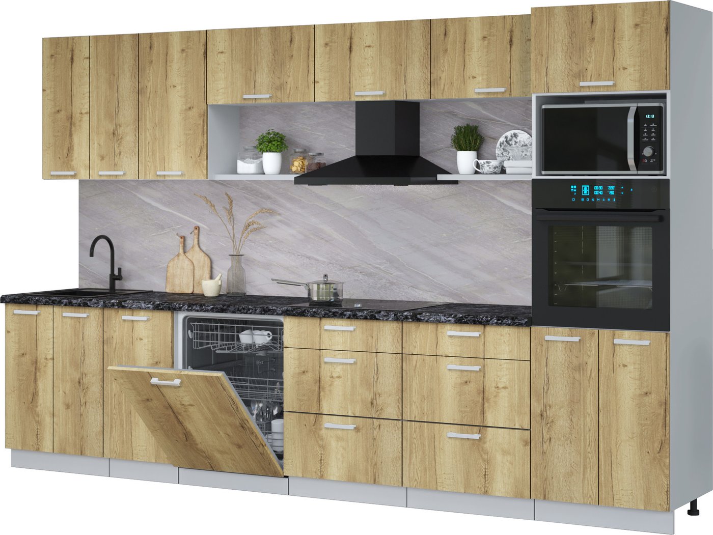 

Готовая кухня Интерлиния Мила Лайт 3.4-ПМ1-2 (дуб золотой/дуб золотой/кастилло темный)