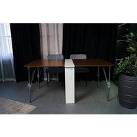 Стол-книга Stoloff Мечта 1600x850 (белый/орех, опоры складные, углы закругленные с роликами и ручками)