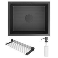 Кухонная мойка Roxen Uno 560210-54BS под столешницу графит/текстурная поверхность (ролл-мат, дозатор, сифон)