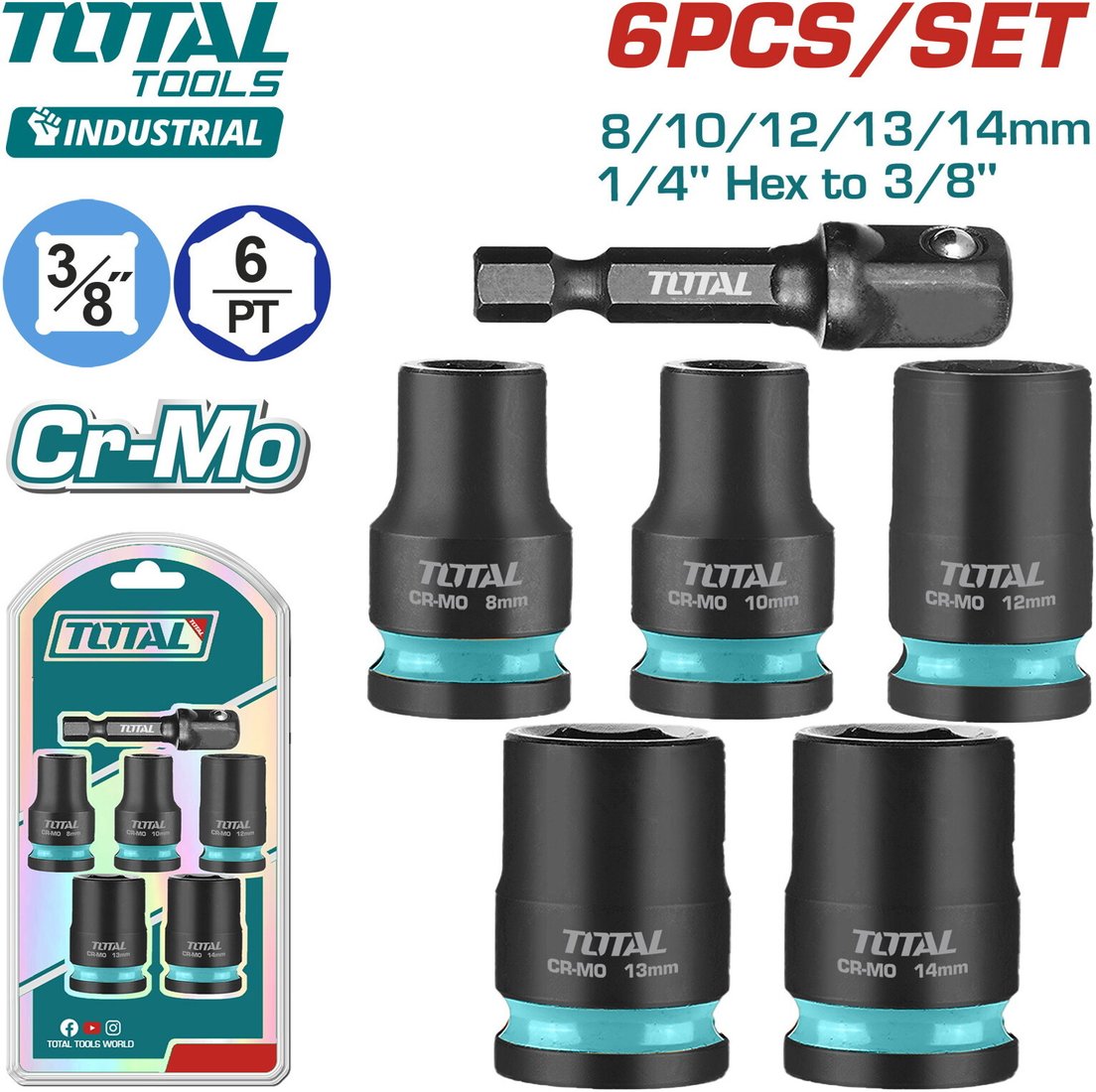 

Набор головок слесарных Total THKISD38062