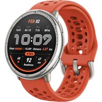 Умные часы Amazfit Active 2 (серебристый, с оранжевым силиконовым ремешком)