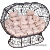 Садовый диван M-Group Лежебока 11190201 (на подставке с коричневым ротангом/бежевая подушка)