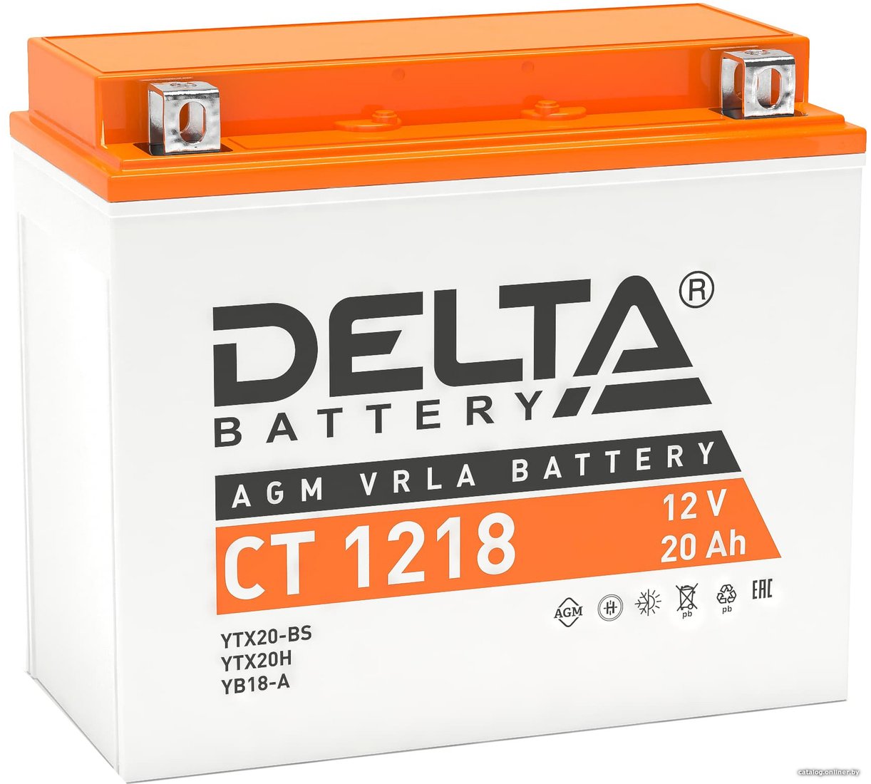 Мотоциклетный аккумулятор Delta CT 1218 (YTX20-BS,YTX20H, Y16B-CX, YB16-B, YB18-A) (18 А·ч)