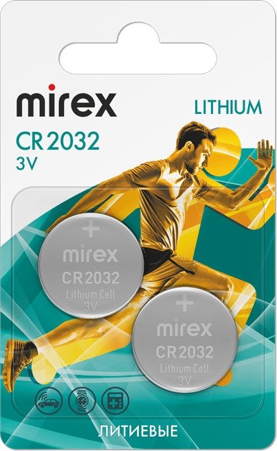 Батарейка Mirex CR2032 литиевая блистер 2 шт 23702-CR2032-E2