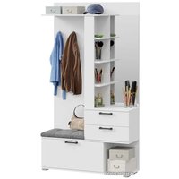 Стенка Трия Эрика с крючками и зеркалом тип 2 (белый ясень)