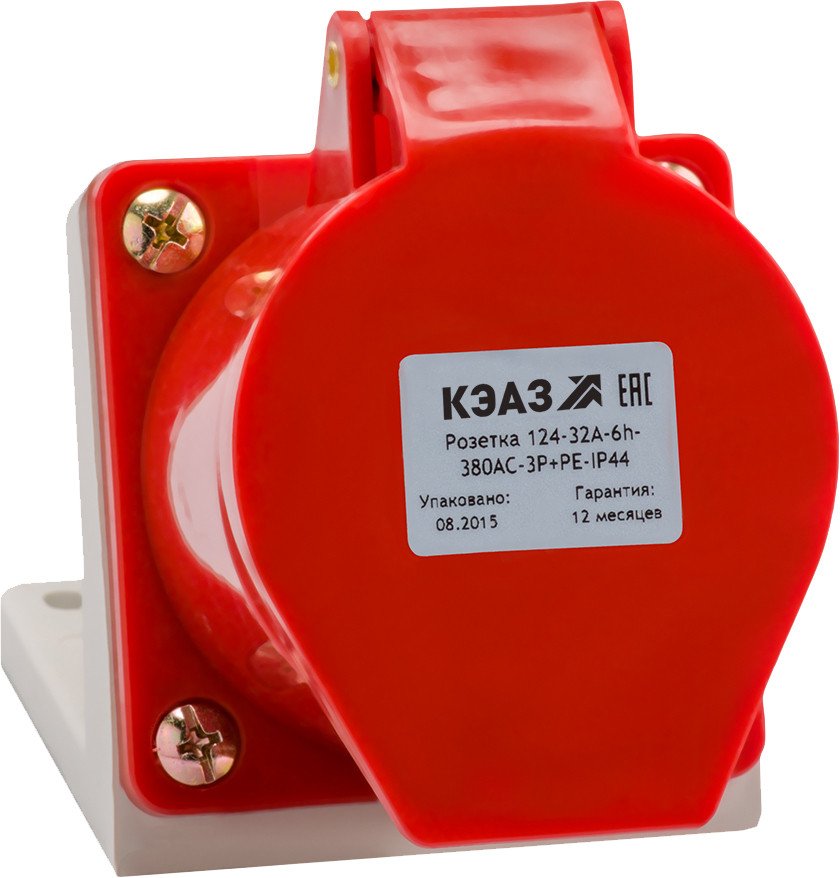 Розетка промышленная КЭАЗ 124 32А 380В AC 3P+PE 6ч IP44 222756