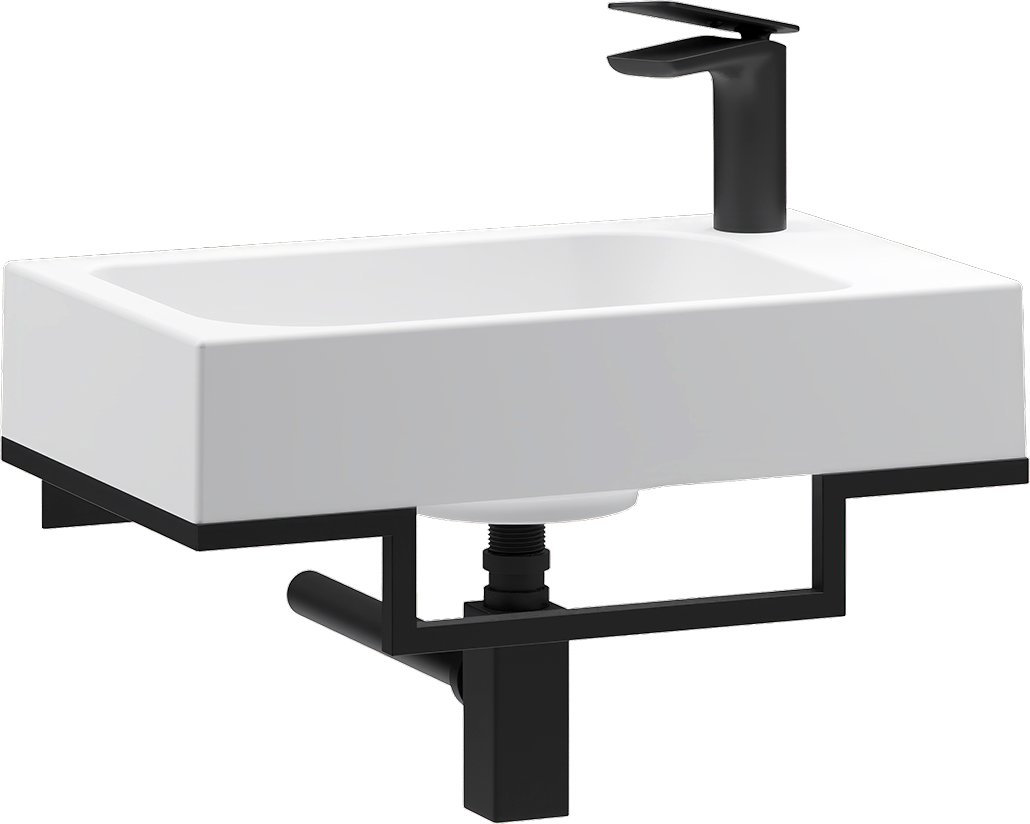 

Умывальник Belux Темпо-2 HR0900 L (черный, с каркасом, сифоном, донным клапаном)