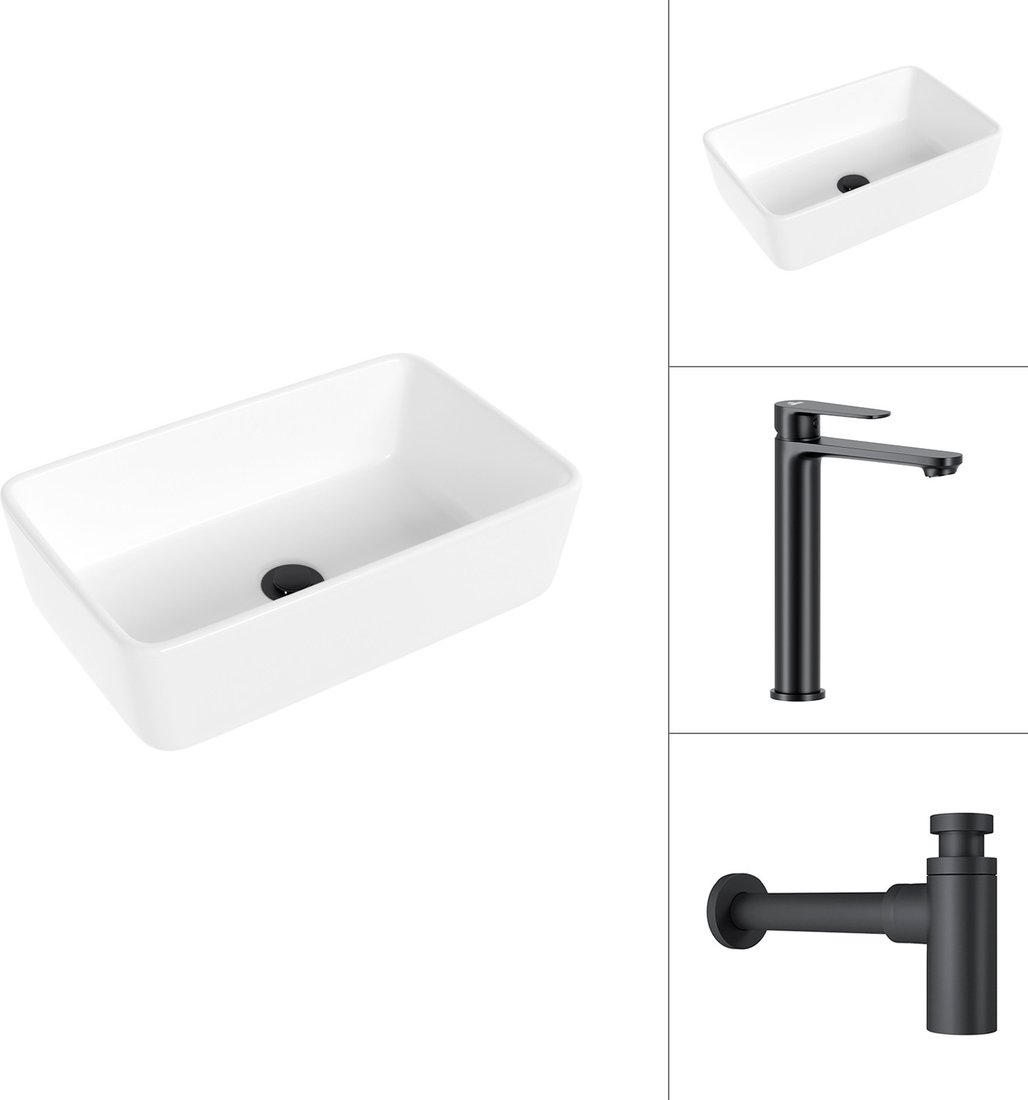 

Умывальник Lauter 21674A + Moon 21СК8691BS с сифоном 21635B (черный матовый)