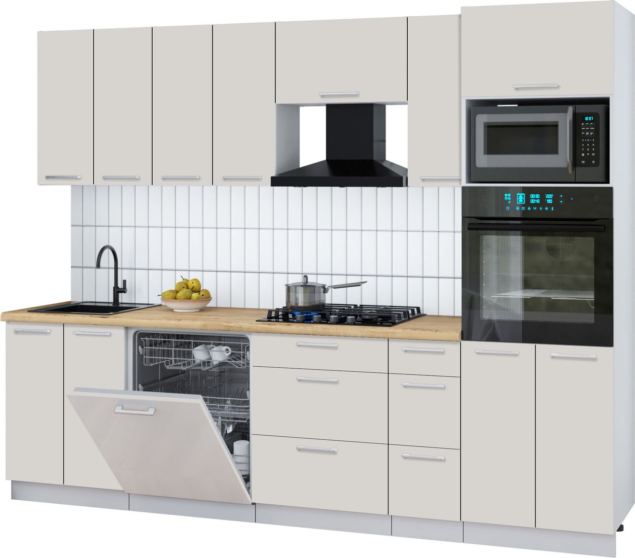 

Готовая кухня Интерлиния Мила Gloss 2.7-ПМ1 (кашемир/кашемир/дуб бунратти)