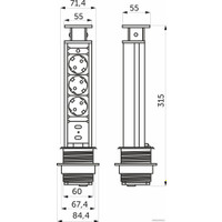 Блок розеток AKS Вулкан USB (шлифованная сталь)