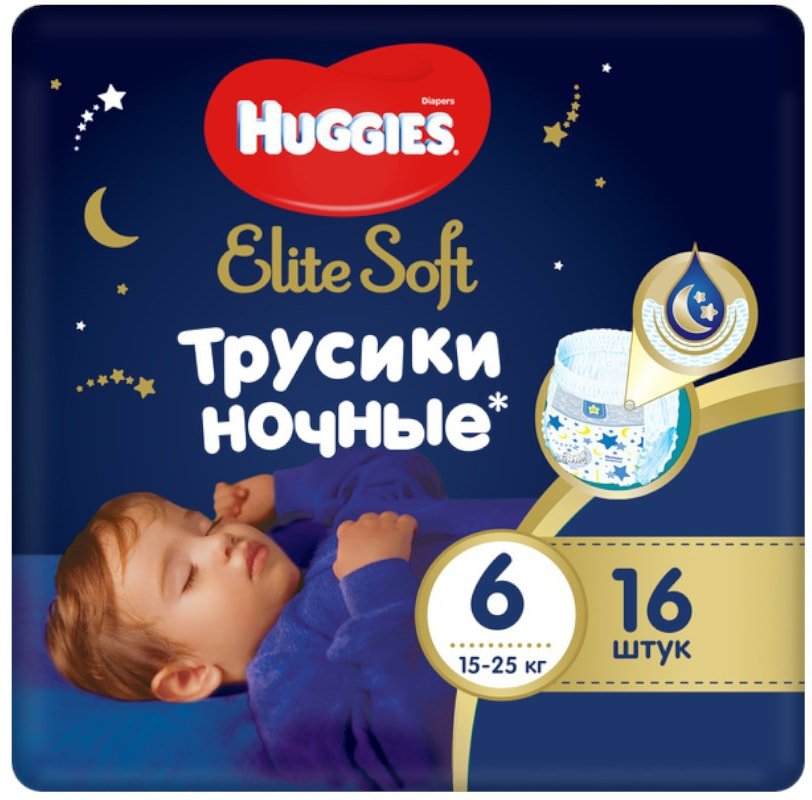 

Трусики-подгузники Huggies Elite Soft Ночные 6 (16 шт)