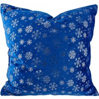 Декоративная подушка Домашняя Мода Новогодний принт (35х35, синий)