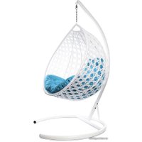 Подвесное кресло M-Group Капля Люкс 11030103 (белый ротанг/голубая подушка)