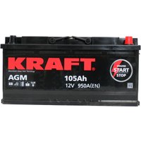 Автомобильный аккумулятор KRAFT AGM 105 R+