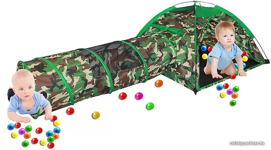 Игровая палатка Pituso Милитари + туннель J1104 (100 шаров)