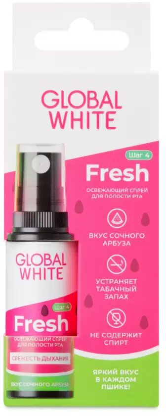 

Спрей для полости рта Global White Fresh со вкусом арбуза 15 мл