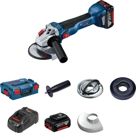 

Угловая шлифмашина Bosch GWS 18V-10 Professional 06019J4004 (с 2-мя АКБ, кейс)