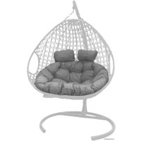 Подвесное кресло M-Group Для двоих Люкс 11510109 (белый ротанг/серая подушка)