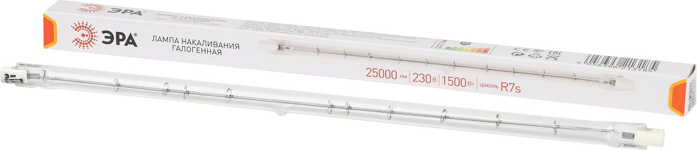 

Галогенная лампа ЭРА J254-1500W-R7s-230V R7s 1500Вт трубка теплый белый свет Б0048497