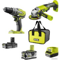  Ryobi R18DDAG-252S (шуруповерт, УШМ, сумка, 2 АКБ)