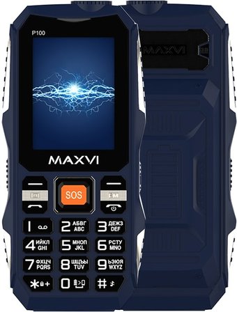 Кнопочный телефон Maxvi P100 (синий)