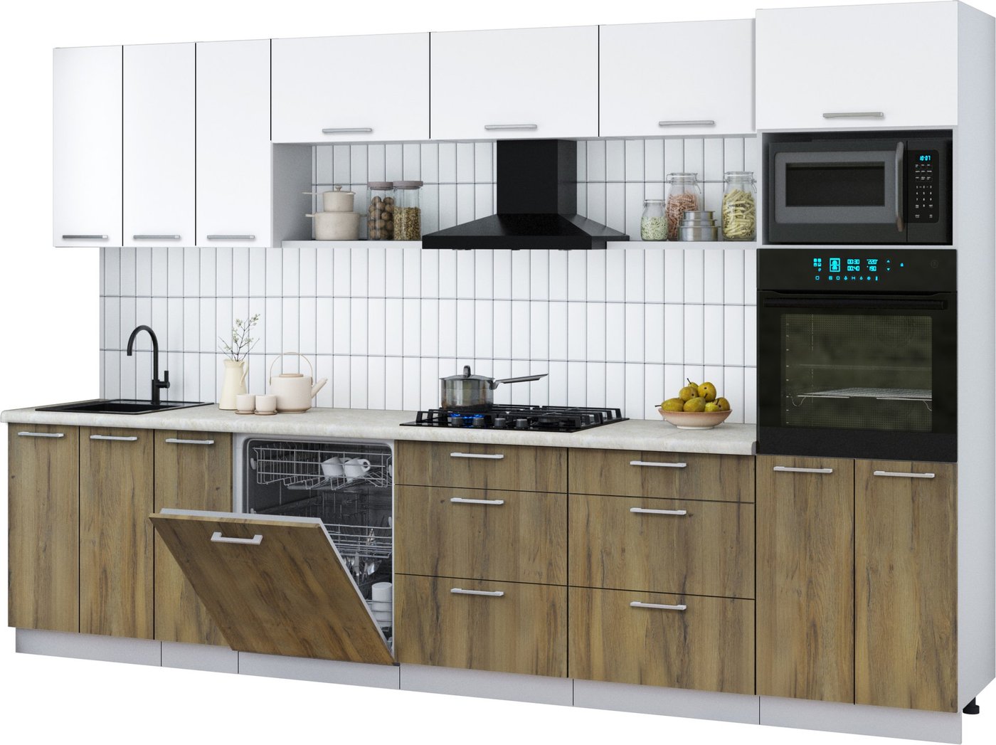 

Готовая кухня Интерлиния Мила Gloss 3.3-ПМ1-2 (дуб вотан/белый/опал светлый)