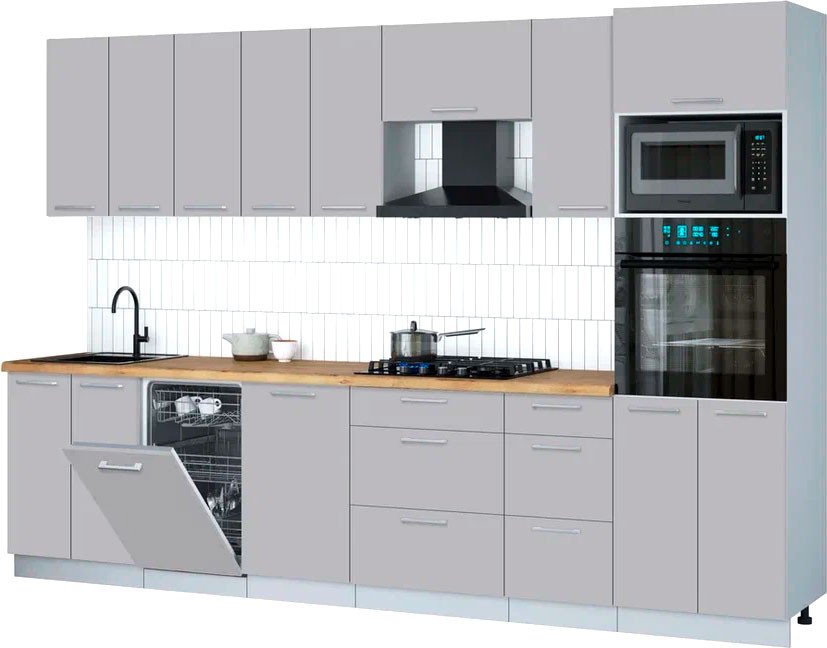 

Готовая кухня Интерлиния Мила Gloss 3.1-ПМ3 (грей/грей/дуб бунратти)