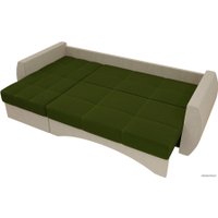 Угловой диван Лига диванов Сатурн 101054 (левый, микровельвет, зеленый/бежевый)