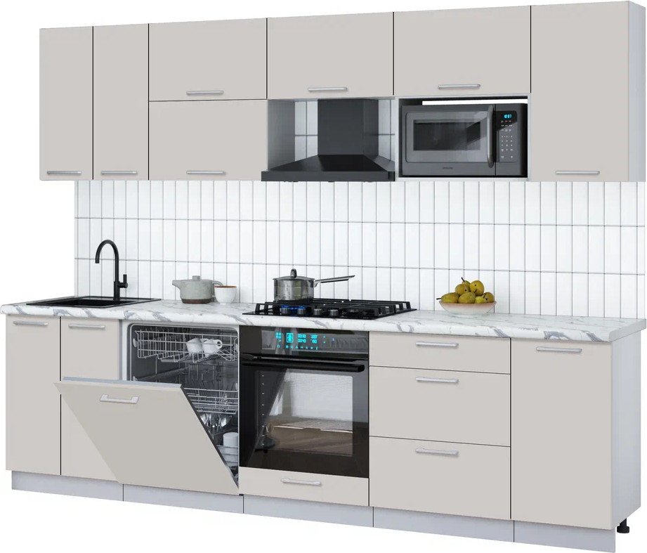 

Готовая кухня Интерлиния Мила Gloss 2.8-ПМ2 (кашемир/кашемир/белый гранит)