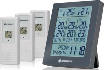 Термогигрометр Bresser Temeo Hygro Quadro Prestige с тремя датчиками 78584 (черный)