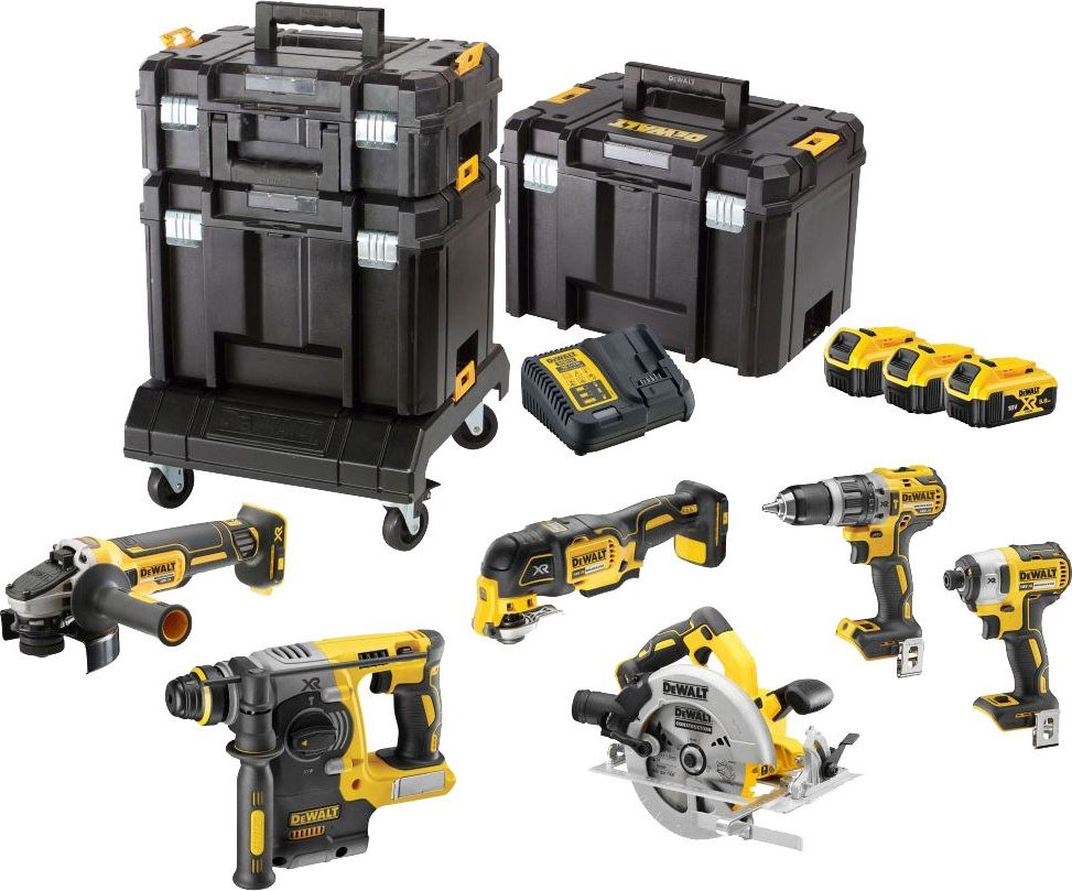 

DeWalt DCK685P3T (болгарка, перфоратор, циркулярка, шуруповерт, винтоверт, реноватор, 3 АКБ, кейс)