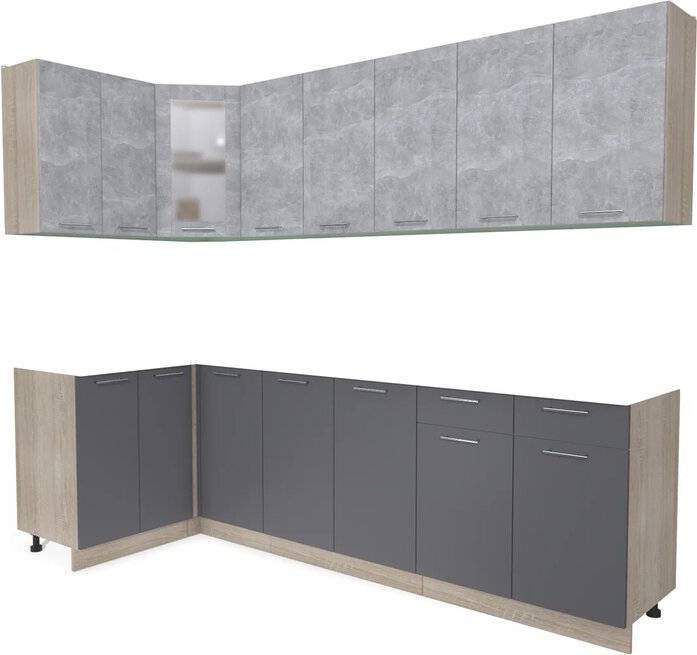 

Готовая кухня Интерлиния Мила 12x26 без столешницы (бетон/антрацит)