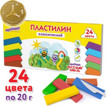 Пластилин Юнландия Веселый шмель 106433 (24 цв)