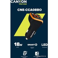 Автомобильное зарядное Canyon C-08 (черный/оранжевый)