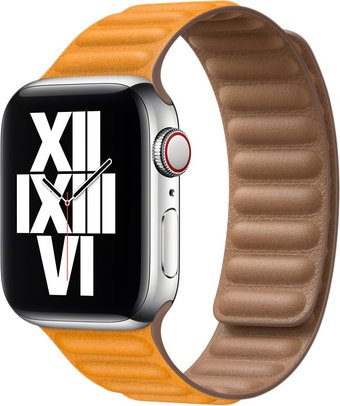Apple кожаный 44 мм (золотой апельсин, размер S/M) MY9P2