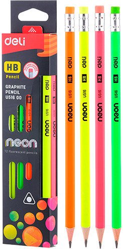 

Простой карандаш Deli Neon НВ U51600 (12 шт, ассорти)