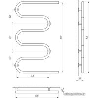 Полотенцесушитель Laris Ш-образный 25 ПС5 500х800 Э