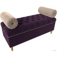 Банкетка Лига диванов Глория 113665 (велюр фиолетовый/бежевый/бежевый)