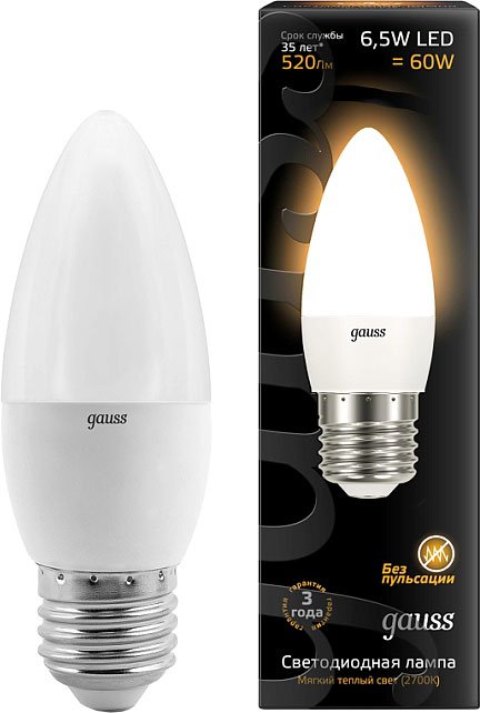 

Светодиодная лампочка Gauss E27 6.5 Вт 2700 К [103102107]