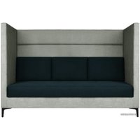 Диван Brioli Дирк трехместный (рогожка, J20-J17 (серый, синиее вставки)