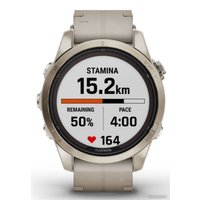 Умные часы Garmin Fenix 7S Pro Sapphire Solar (мягкое золото/известняк, с кожаным и силиконовым ремешками)