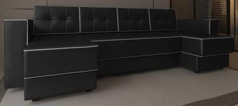 П-образный диван Craftmebel Принстон П-образный (боннель, экокожа, черный)