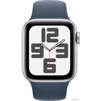 Умные часы Apple Watch SE 2 40 мм (алюминиевый корпус, серебристый/грозовой синий, спортивный силиконовый ремешок S/M)