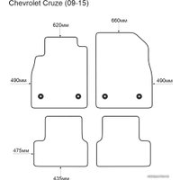 Комплект ковриков для авто Alicosta Chevrolet Cruze 09-15 (салон, ЭВА 6-уг, серый)