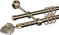 

Карниз для штор АС ФОРОС Grace D16K/16Г + наконечники Шишка (3м, антик)