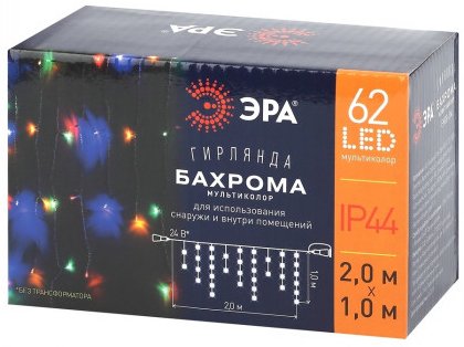 

Световой дождь ЭРА ENOB-2M LED Бахрома 2x1 м мультиколор Б0041906